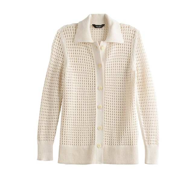 Simply Vera Vera Wang Sweaters - Simply Vera Vera Wang Pointelle Cardigan Womens Large Cream Coastal Grandmother